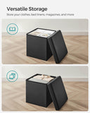 SONGMICS MAZIE Collection - 43 Inches Folding Storage Ottoman Bench, Ottoman with Storage, Foot Rest Stool, Load 660 lb, for Living Room, Synthetic Leather, Black ULSF701