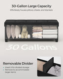 SONGMICS Storage Ottoman Bench, Foldable Foot Rest with Legs, 15 x 43 x 15.7 Inches, End of Bed Bench, Storage Chest, Load up to 660 lb, for Living Room, Bedroom, Entryway, Ink Black ULSF018B01