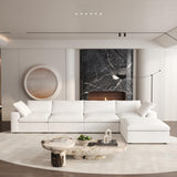 160.6" Cloud Couch Modular Sectional Sofa for Livingroom,Oversized Convertible Sofa with Storage Ottomans,6 Seat Wide Couches,Cushion Covers Removable (Khaki, 6 Seater)