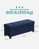 SONGMICS Storage Ottoman Bench, Foldable Foot Rest with Legs, 15 x 43 x 15.7 Inches, End of Bed Bench, Storage Chest, Load up to 660 lb, for Living Room, Bedroom, Entryway, Ink Black ULSF018B01