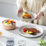 MALACASA Plates and Bowls Sets, 24 Pieces Modern Ceramic Dinnerware Set for 8 Kitchen Stoneware Dishes Dishware Set Microwave and Dishwasher Safe, White, Series TARA