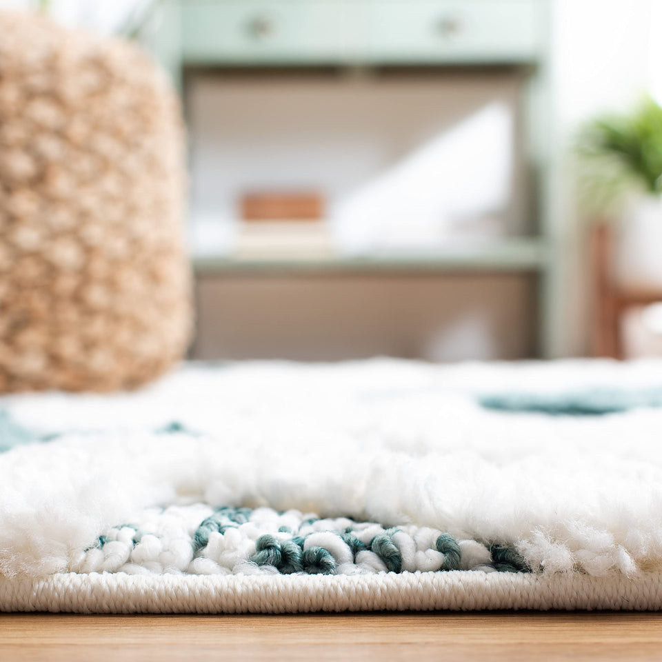 SAFAVIEH Area Rug 8x10 - Moroccan Tassel Shag Collection - Large - Ivory & Brown, Boho Design, Non-Shedding & Easy Cleaning, Plush Pile, Ideal for Living Room, Bedroom, Dining Space (MTS688A)