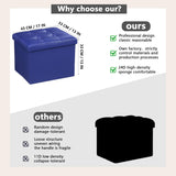 AmasSmile Storage Ottoman Folding Foot Rest Stool, Leather Footstool Bench, Short Ottoman Stool, Storage Foot Rest Store, Books (Black, 17" D x 13" W x 13" H)