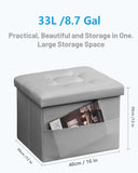 AmasSmile Storage Ottoman Folding Foot Rest Stool, Leather Footstool Bench, Short Ottoman Stool, Storage Foot Rest Store, Books (Black, 17" D x 13" W x 13" H)