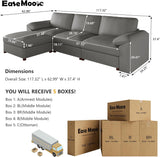 EASE MOOSE Leather Sectional Couch, Oversized Modular Sectional Sofas, Wide Deep Seat Modular Couch, Scratch Resistant Faux Leather Material, L Shaped Sofa for Big Spaces,Beige