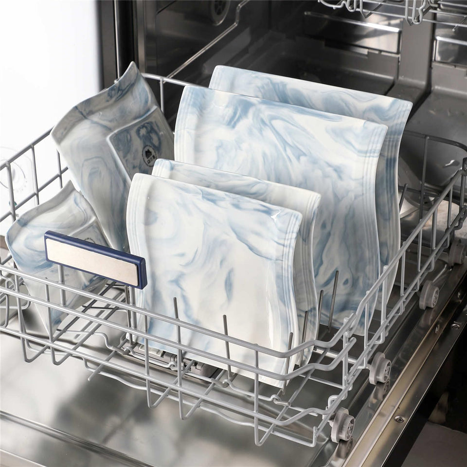 MALACASA Ivory White Dinnerware Sets, 30-Piece Porcelain Plates and Bowls Sets, Modern Dish Set for 6, Square Plates Dinnerware Set Kitchen Dishware Sets, Microwave and Dishwasher Safe, Series Flora