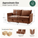 HULALA HOME 127'' Modular Sectional Sofa, Oversized U Shaped Couch with Storage Ottoman, Comfy Chenille Sofa with Deep Seat, 6 Seat Convertible Couches for Living Room, Beige