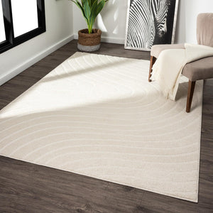 LUXE WEAVERS Modern Geometric Wave Cream 9x12 Area Rug