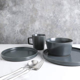 Stone Lain Celina Stoneware 32 Piece Dinnerware Set, Plates and Bowls, Black Matte Dish Collection, Service for 8 – Contemporary Minimalist Style, Microwave & Dishwasher Safe