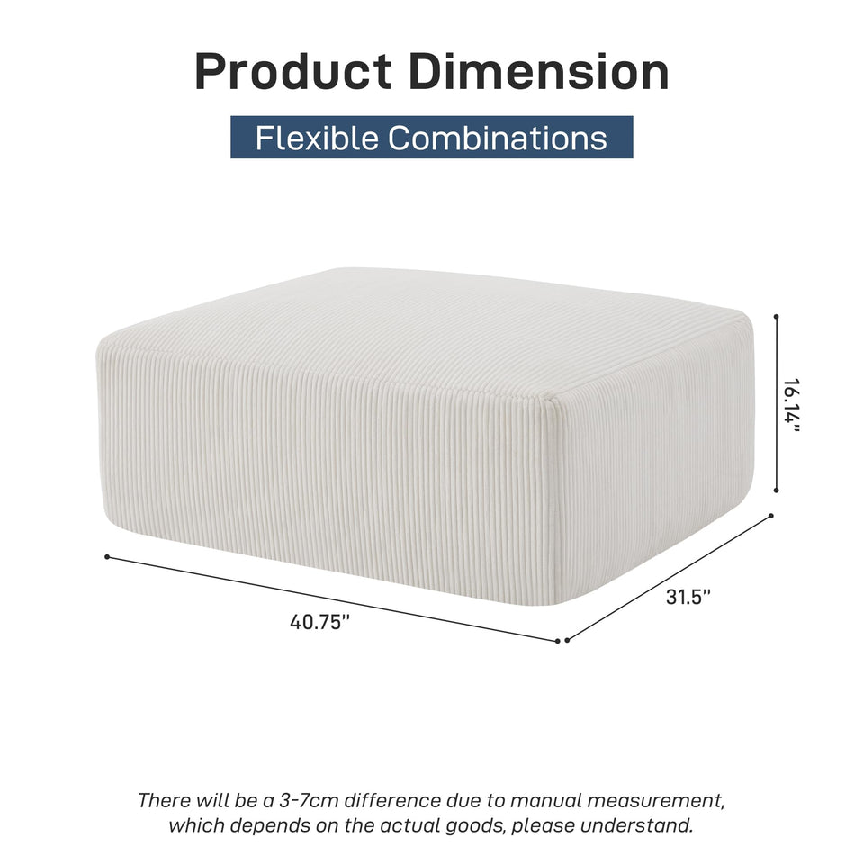 Sectional Cloud Boneless Sofa Couches for Living Room-113'' Beige 3 Seater U-Shaped Modern Lounge Couch-No Assembly Modular Corduroy Convertible Sponge Sleeper Sofas with Chaise for Home House