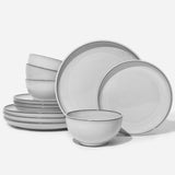 Pokini 24 Piece Dinnerware Sets for 8, Modern Stoneware Plates and Bowls Setst, Perfect for Family Gatherings & Holiday Celebrations, Easy Cleaning Dishes Set, Stack Compactly Dishware, Brown Green
