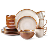 LeRatio Ceramic Dinnerware Sets for 6,Plates and Bowls Sets,Handmade Reactive Glaze Dishes Set,Chip Resistant and Scratch Resistant | Oven&Dishwasher & Microwave Safe-Blue(18PCS)