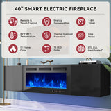 oneinmil 70" Floating TV Stand with 36" Electric Fireplace, Wall Mounted Fireplace Entertainment Center with Storage, Fire Place TV Console for Living Room, All Black