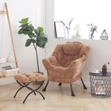 LITA Lazy Chair with Ottoman, Modern Accent Leisure Upholstered Lazy Sofa Armchair, Contemporary Lounge Reading Chair with Armrests and a Side Pocket for Living Room, Bedroom & Small Space, Dark Grey