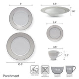 Mikasa Parchment 40-Piece Dinnerware Set, Service for 8, Durable Porcelain Plates, Bowls, and Mugs with Contemporary Design, Dishwasher Safe