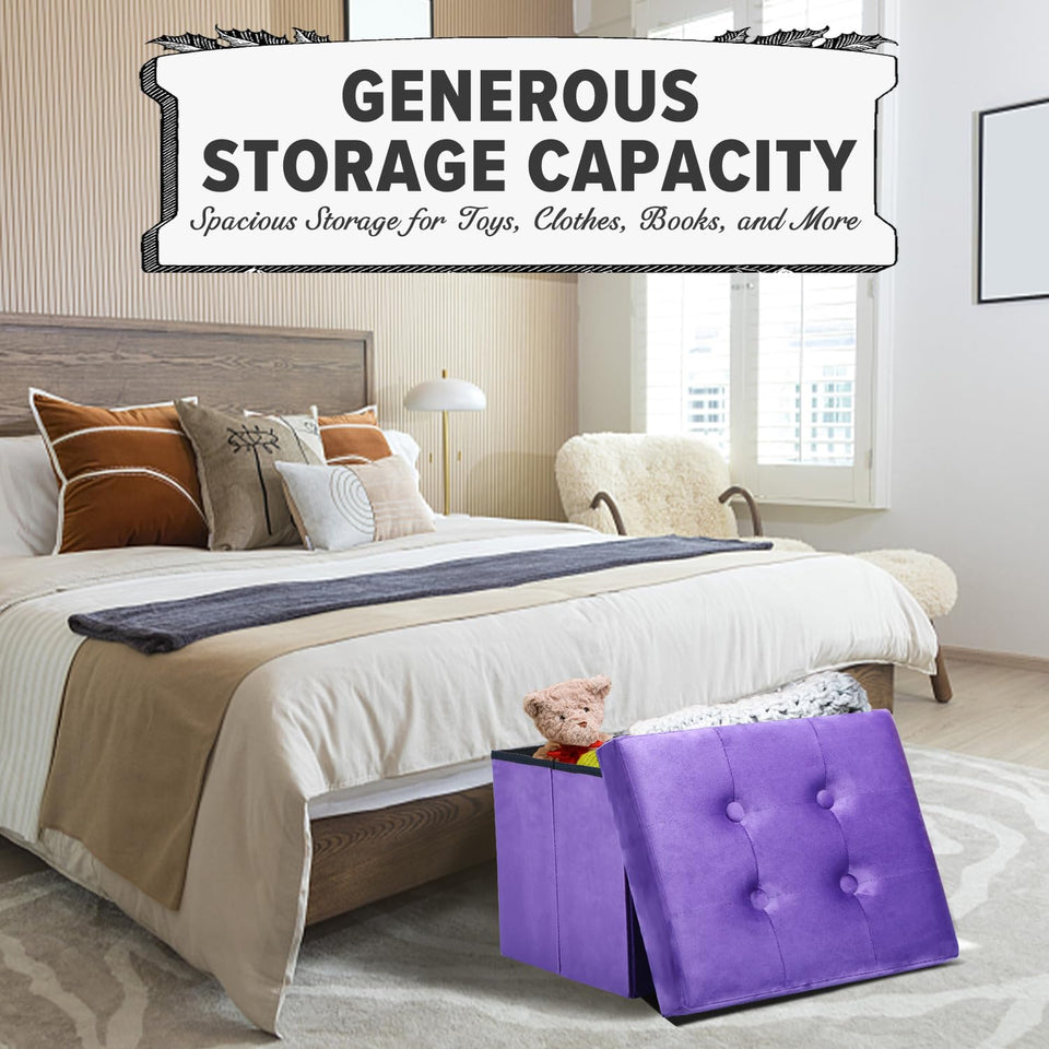 LINMAGCO Ottoman Storage Ottoman with Storage Small Foot Rest Stool Under Desk Stool Short Folding Footrest Linen Cloth Dark Gray 16X12X12IN