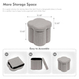 B FSOBEIIALEO Storage Ottoman Cube, Flowers Shaped Ottomans with Storage Foot Stool Footrest for Lving Room, Boucle Ottoman Seat for Dorm Room,Faux Teddy Fur, Cream White 12.6"x12.6"x12.6"