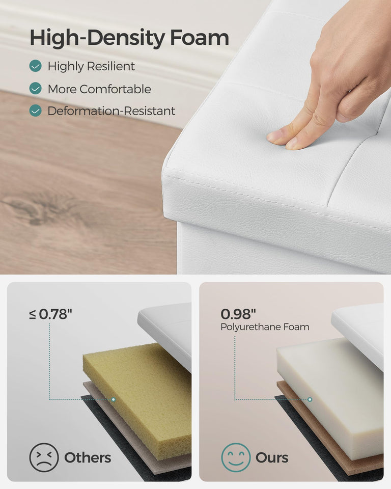 SONGMICS MAZIE Collection - 30 Inches Storage Ottoman Bench with Flipping Lid, Storage Chest Footstool, Load 660 lb, for Entryway, Living Room, Bedroom, Synthetic Leather, Black ULSF45BK