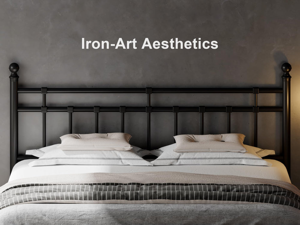 Feonase King Size Metal Platform Bed Frame with Victorian Classic Iron-Art Headboard & Footboard, Steel Slats Support, 12" Under Bed Storage, No Box Spring Needed, Easy Assembly, Noise-Free, Black