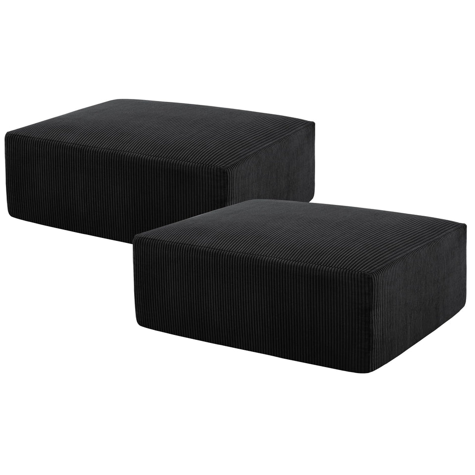Boneless Sectional Cloud Couch Sofa for Living Room, 112" U-Shaped Modular Modern Lounge Sleeper Black Couches with Chaise, No Assemble, Cordury Compression Upholstered Sofas