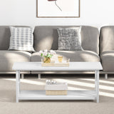 GreenForest Coffee Table for Living Room with Round Corners Farmhouse Style Center Table with Storage Shelf 39 Inch Space Saving Easy Assembly Gray Wash
