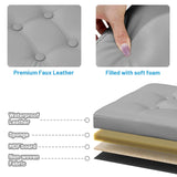 Bsketa Storage Ottoman, Folding Foot Stool with Thicker Foam Padded Seat Small Leather Storage Ottoman Bench Foot Rest for Living Room Foldable Coffee Table 17x13x13in,Black