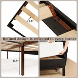 Bme Vivian 14 Inch Deluxe Bed Frame with Headboard, Rustic & Scandinavian Style with Solid Acacia Wood, No Box Spring Needed, 12 Strong Wood Slat Support, Easy Assembly, King, Rustic Golden Brown