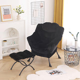 Welnow Lazy Chair with Ottoman, Modern Lounge Accent Chair with Armrests and a Side Pocket, Leisure Sofa Armchair, Reading Armchair with Footrest for Small Space, Dark Grey