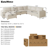 EASE MOOSE Leather Sectional Couch, Oversized Modular Sectional Sofas, Wide Deep Seat Modular Couch, Scratch Resistant Faux Leather Material, L Shaped Sofa for Big Spaces,Beige