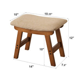 Foot Stool,Ottoman,Bamboo Small Sofa Foot Rest Under Desk,Extra Seating for Living Room, Bedroom and Kitchen(Brown Stool Legs - Beige Surface)