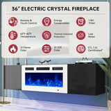 oneinmil 70" Floating TV Stand with 36" Electric Fireplace, Wall Mounted Fireplace Entertainment Center with Storage, Fire Place TV Console for Living Room, All Black