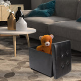 ALASDO Storage Ottoman Footrest Stool Small Ottoman with Storage Foldable Ottomans Foot Rest Footstool Bench for Living Room 17x13x13inches Grey