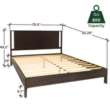 Bme Vivian 14 Inch Deluxe Bed Frame with Headboard, Rustic & Scandinavian Style with Solid Acacia Wood, No Box Spring Needed, 12 Strong Wood Slat Support, Easy Assembly, King, Rustic Golden Brown