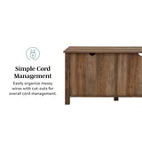 Walker Edison Portsmouth Classic 2 Glass Door TV Stand for TVs up to 80 Inches, 70 Inch, Dark Walnut