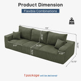 Sectional Cloud Boneless Sofa Couches for Living Room-113'' Beige 3 Seater U-Shaped Modern Lounge Couch-No Assembly Modular Corduroy Convertible Sponge Sleeper Sofas with Chaise for Home House