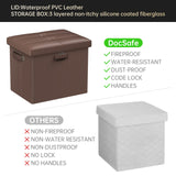 DocSafe Storage Ottoman with Lock,Fireproof Folding Ottoman Foot Rest Stool Storage Chest with Storage Safe for Important Documents,Waterproof 17 Inches Short Ottoman Foot Stool with Handles,Black