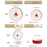 MALACASA Plates and Bowls Sets, 24 Pieces Modern Porcelain Dinnerware Set for 6 Ceramic Dishware Dishes White Kitchen Dinner Dining Ware Set wtih Black Rim Microwave and Dishwasher Safe, Series LUNA