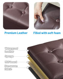 AmasSmile Storage Ottoman Folding Foot Rest Stool, Leather Footstool Bench, Short Ottoman Stool, Storage Foot Rest Store, Books (Black, 17" D x 13" W x 13" H)