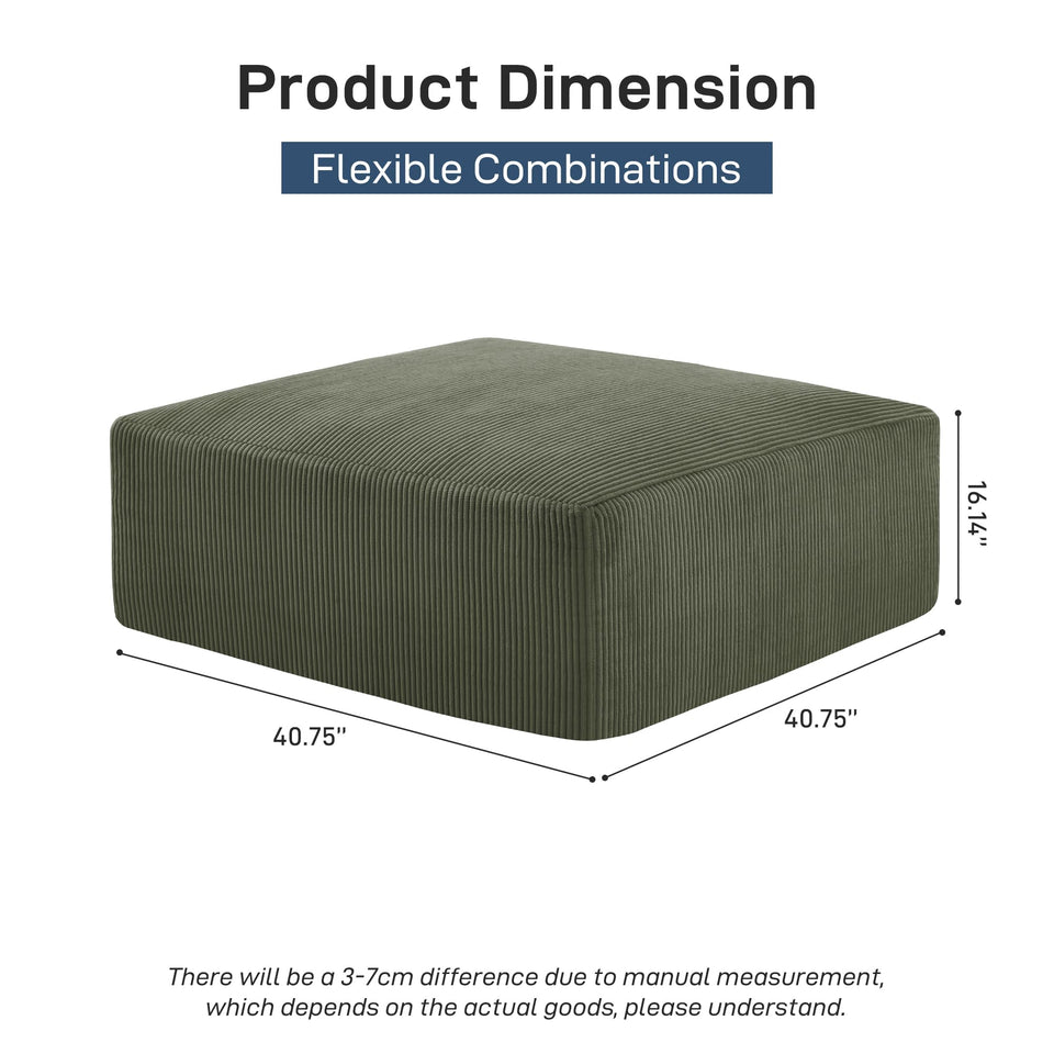 Sectional Cloud Boneless Sofa Couches for Living Room-113'' Beige 3 Seater U-Shaped Modern Lounge Couch-No Assembly Modular Corduroy Convertible Sponge Sleeper Sofas with Chaise for Home House