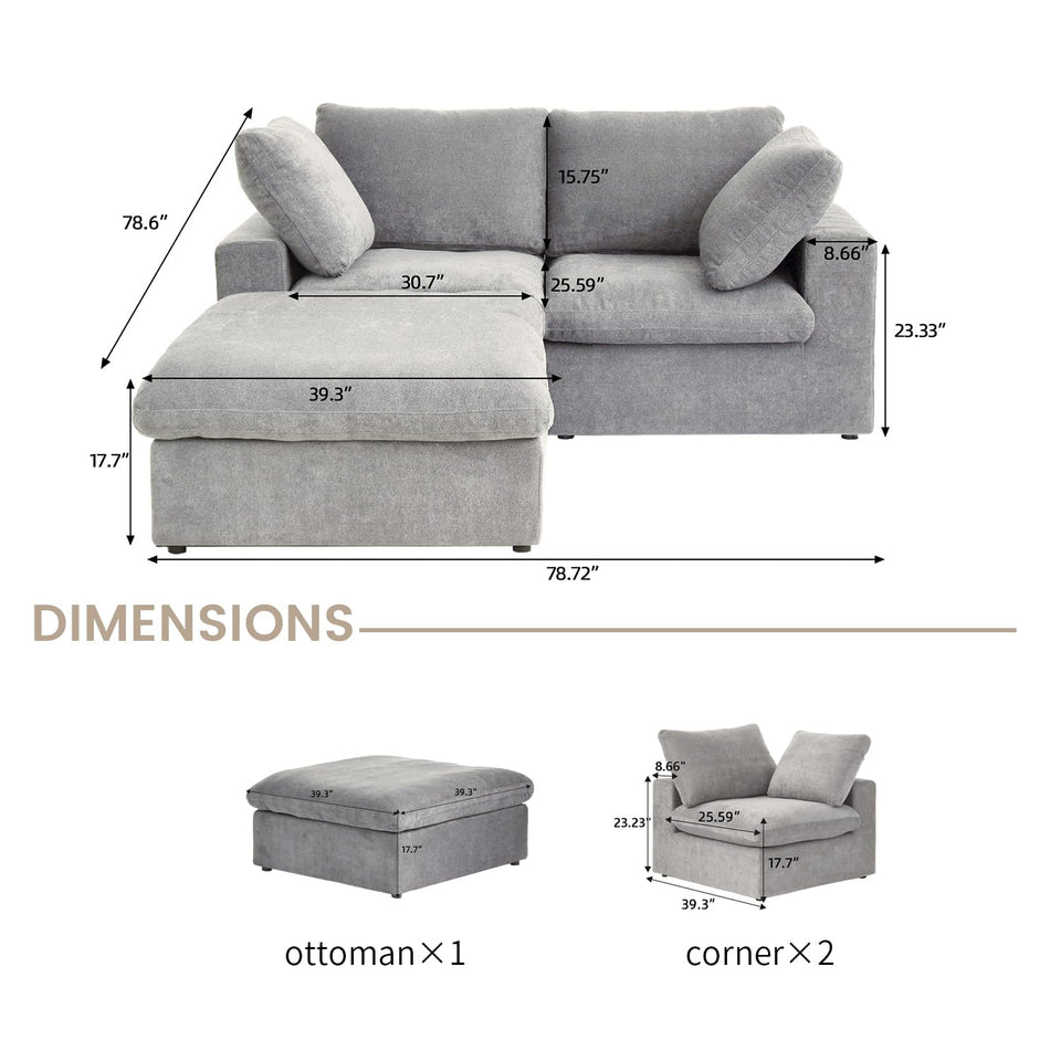 160.6" Cloud Couch Modular Sectional Sofa for Livingroom,Oversized Convertible Sofa with Storage Ottomans,6 Seat Wide Couches,Cushion Covers Removable (Khaki, 6 Seater)