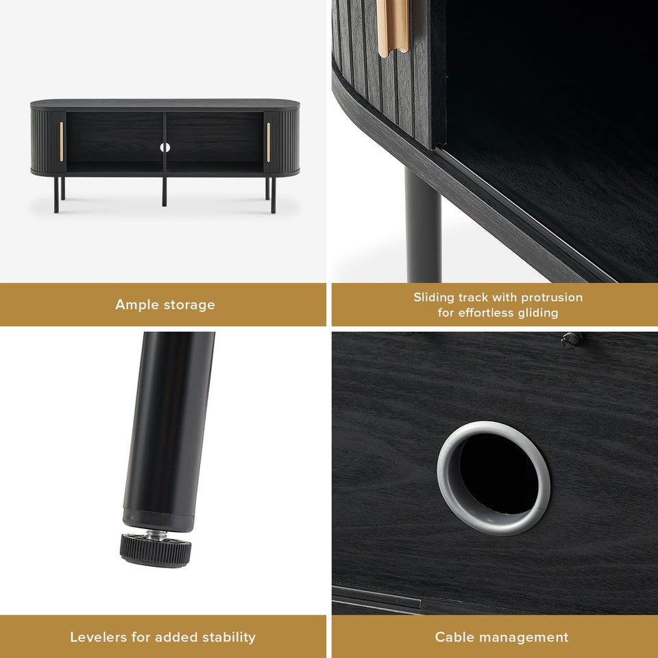 mopio Ensley TV Stand, Mid Century Modern for 55/60/65 inch TV, Farmhouse TV Stand, Entertainment Center with Storage, TV and Media Console for Living Room (Walnut, 59" Tall)