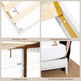 Bme Vivian 14 Inch Deluxe Bed Frame with Headboard, Rustic & Scandinavian Style with Solid Acacia Wood, No Box Spring Needed, 12 Strong Wood Slat Support, Easy Assembly, King, Rustic Golden Brown