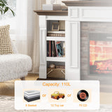 LGHM 72" Electric Fireplace with Mantel, Fireplace TV Stand for TVs Up to 80 Inch, Modern Entertainment Center with Storage, Realistic Stacked Stone Surround with Remote Control for Living Room