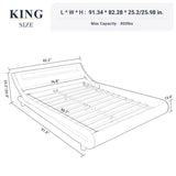 Allewie Queen Size LED Platform Bed Frame with Adjustable Headboard/No Box Spring Need/Easy Assembly/Faux Leather in Black