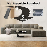 135.4" Cloud Modular Sectional Couch with 1 Ottoman,Modern Minimalist Upholstered Couches, Comfort U Shaped Sofa for Living Room,Deep Seat Corner Couch，No Assembly Required (Black,Left Facing Chaise)