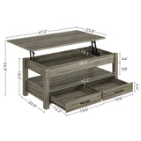 Rolanstar Coffee Table, Lift Top Coffee Table with Drawers and Hidden Compartment, Retro Central Table with Wooden Lift Tabletop, for Living Room,Espresso