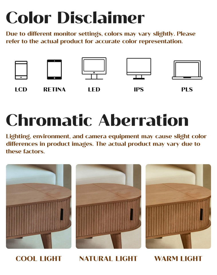 Pruchant Oval Lift Top Coffee Table with Storage, 47.2" Mid Century Modern Living Room Center Table with 180° Sliding Tambour Door, Wood Fluted Coffee Table for Home Office, Walnut