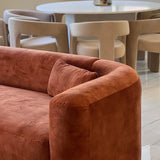 Acanva Luxury Modern Tight Curved Back Velvet Sofa, Minimalist Style Comfy Couch for Living Room Apartment, 3 Seater, Cream