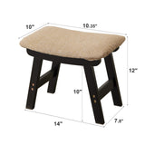 Foot Stool,Ottoman,Bamboo Small Sofa Foot Rest Under Desk,Extra Seating for Living Room, Bedroom and Kitchen(Brown Stool Legs - Beige Surface)