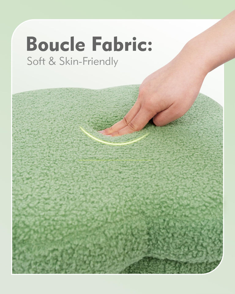 B FSOBEIIALEO Storage Ottoman Cube, Flowers Shaped Ottomans with Storage Foot Stool Footrest for Lving Room, Boucle Ottoman Seat for Dorm Room,Faux Teddy Fur, Cream White 12.6"x12.6"x12.6"